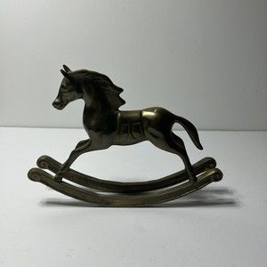 Brass Rocking Horse 6" Tall Decorative Figure